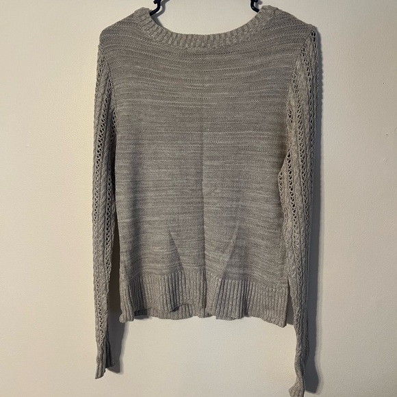 Cato Women’s Lace Long Sleeve Sweater Top, Size Medium, Light Gray - Picture 3 of 7